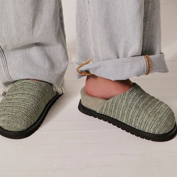 Free People Shoes - Free People Milo Everyday Woven Mules Secret Sage Green Size 8